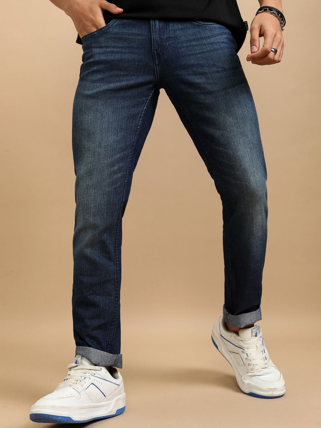 

HIGHLANDER Men Slim Fit Light Fade Stretchable Jeans, Blue
