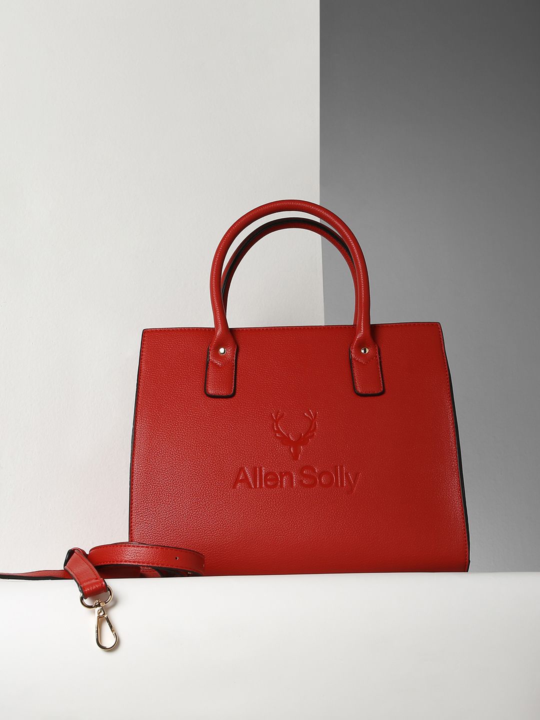 

Allen Solly Woman PU Bucket Handheld Bag with Applique, Red