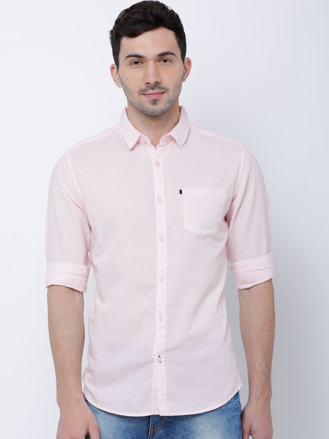 

HIGHLANDER Men Slim Fit Opaque Casual Shirt, Pink