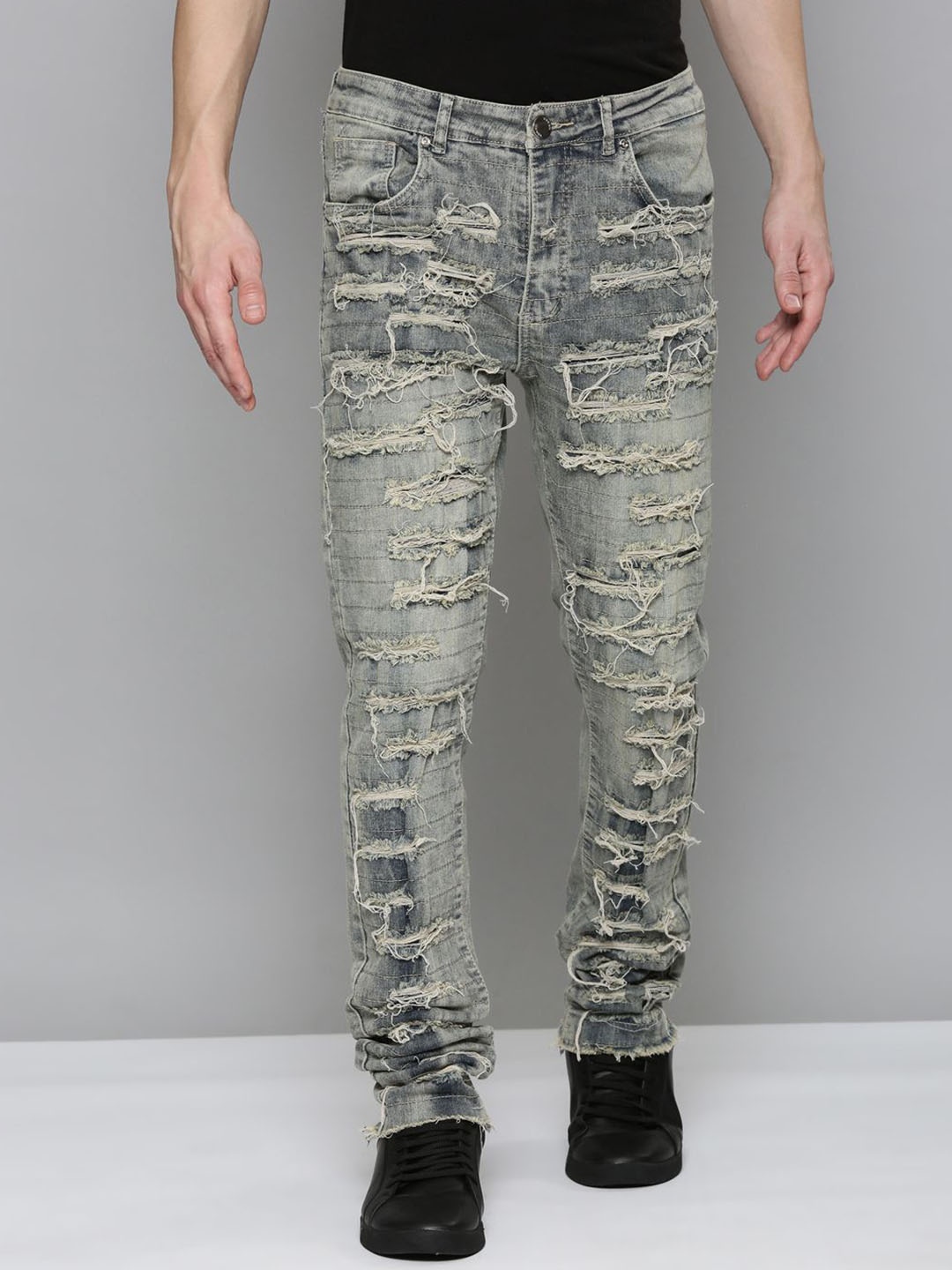 

WAIMEA Men Comfort Skinny Fit Highly Distressed Stretchable Jeans, Blue