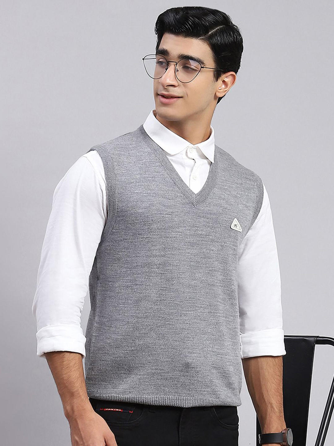 

Monte Carlo Men Woollen Sweater Vest, Grey