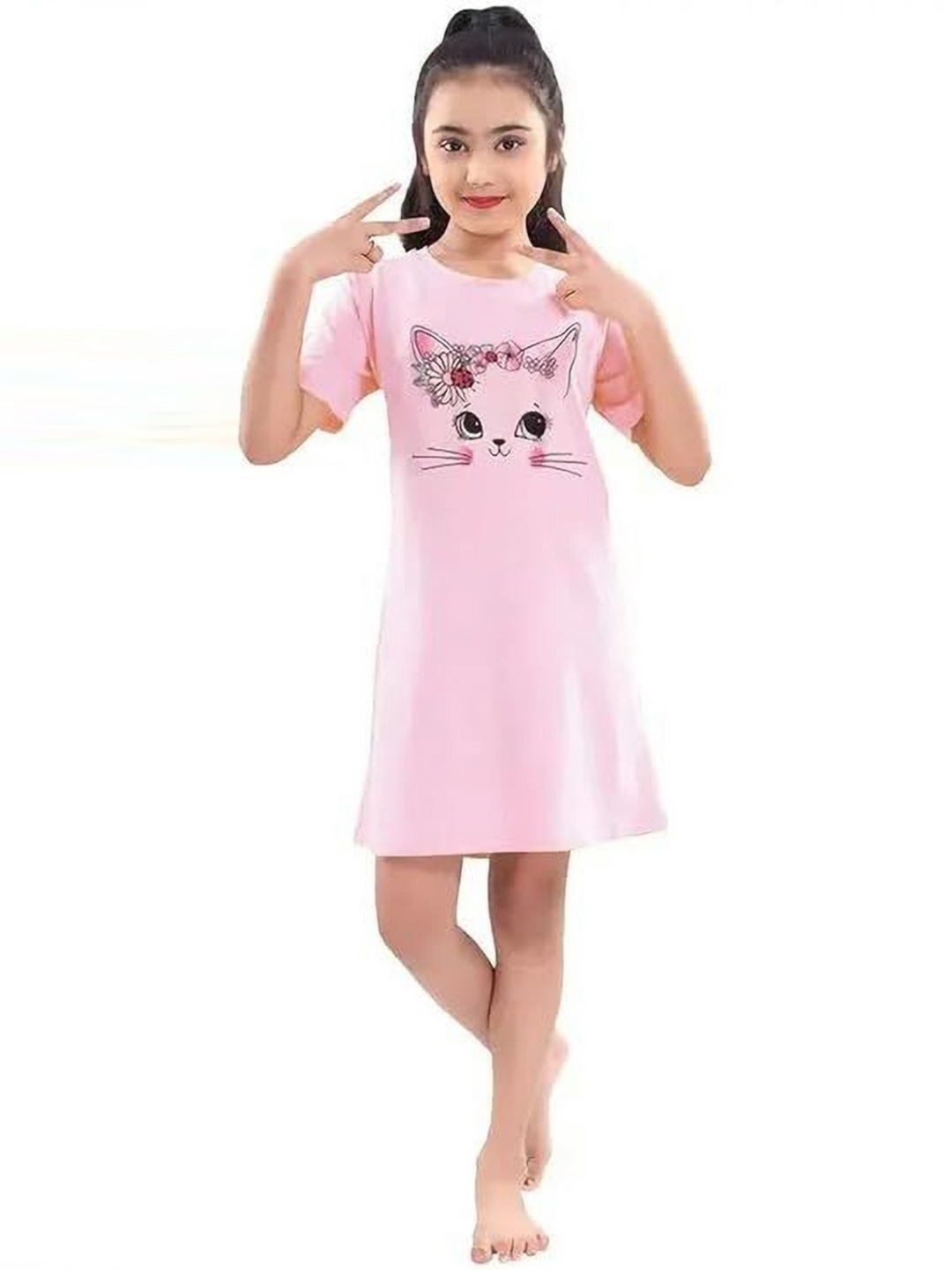 

BAESD Girls Graphic Printed Round Neck Cotton T-Shirt, Multi