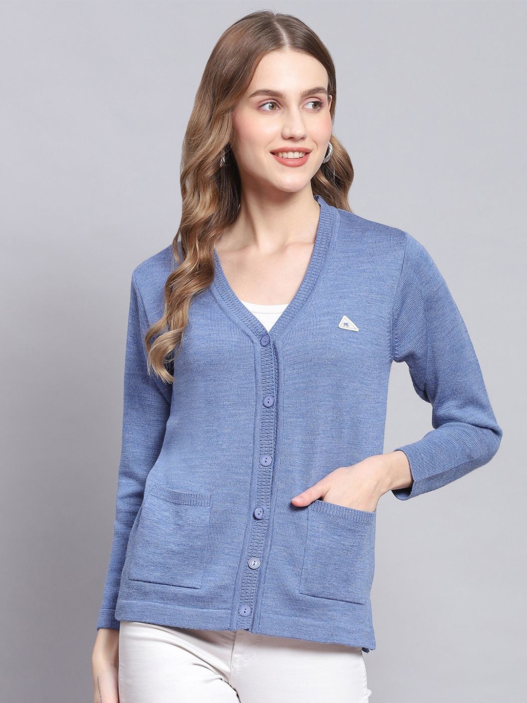 

Monte Carlo Women Woollen Cardigan, Blue