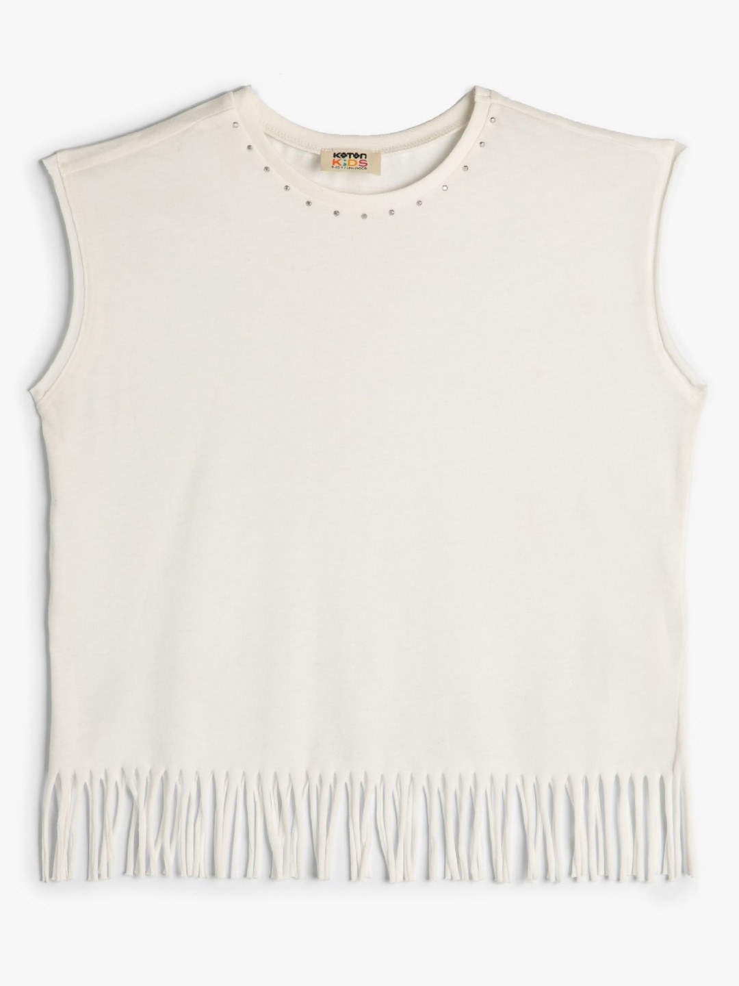 

Koton Girls Solid Round Neck Cotton T-Shirt, White