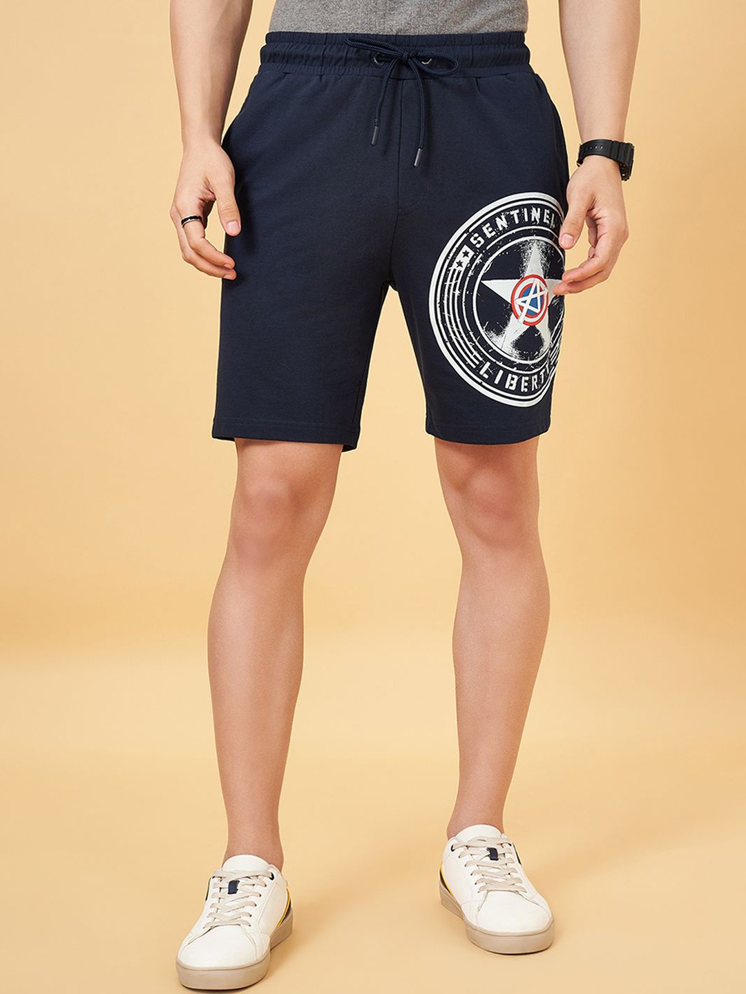 

SF JEANS by Pantaloons Men Superhero Printed Shorts, Navy blue