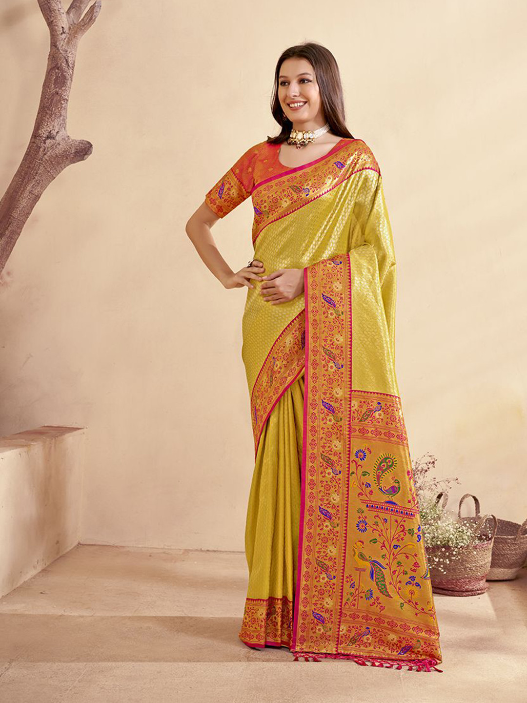 

Anouk Woven Design Zari Art Silk Saree, Pink