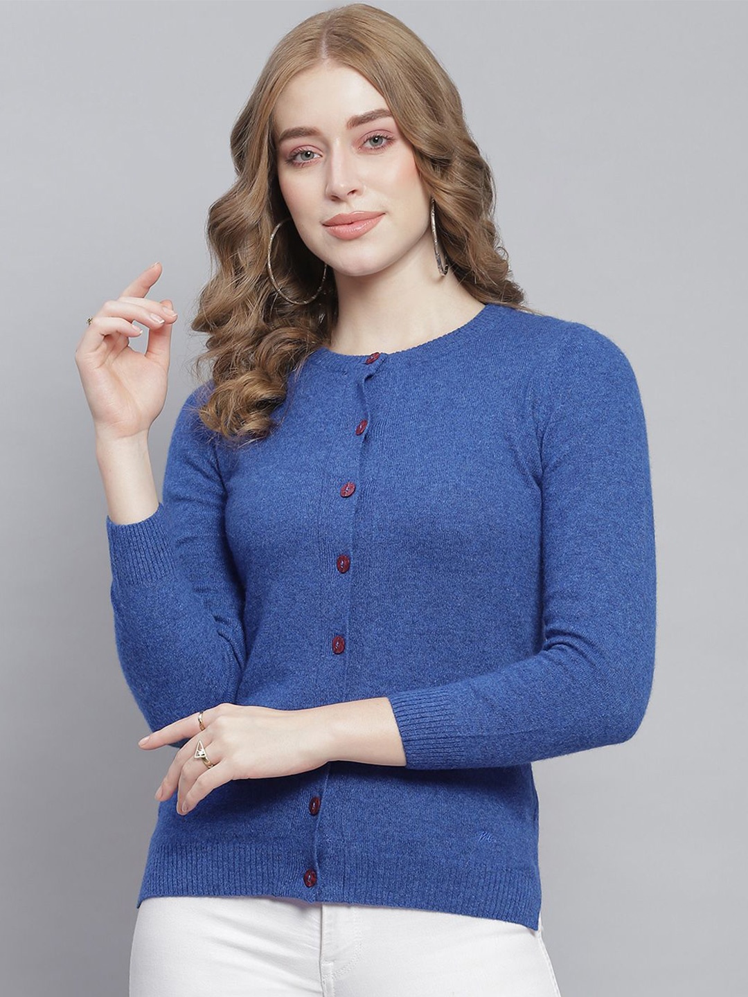 

Monte Carlo Women Woollen Cardigan, Blue