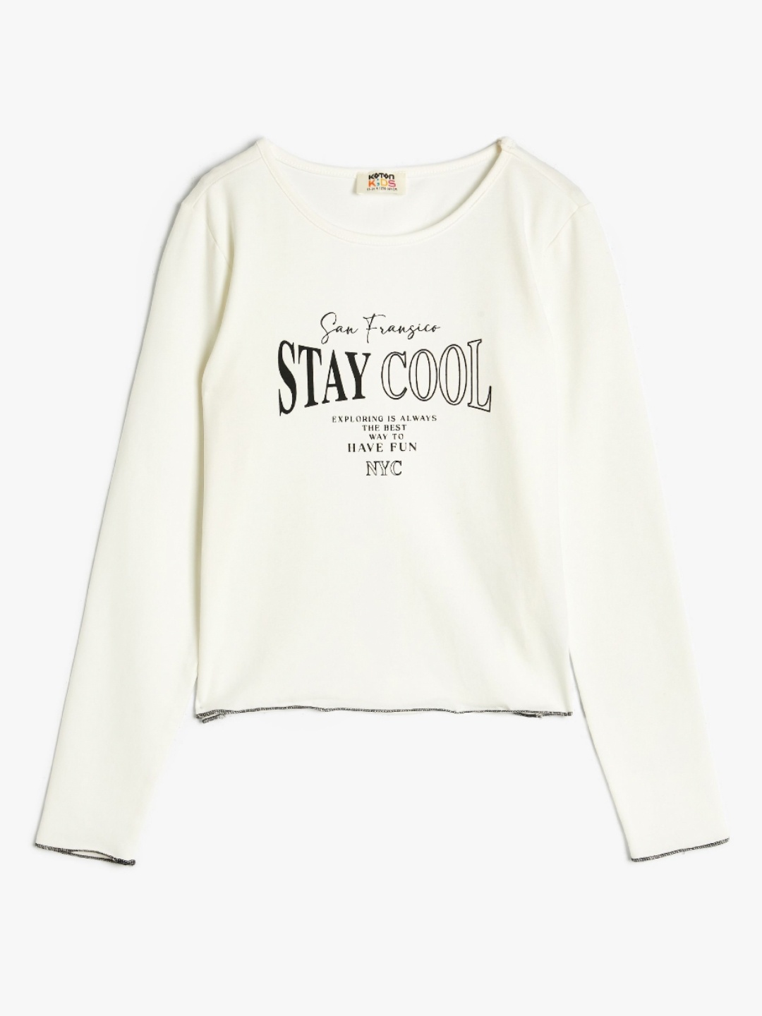 

Koton Girls Typography Printed Round Neck Cotton T-Shirt, White
