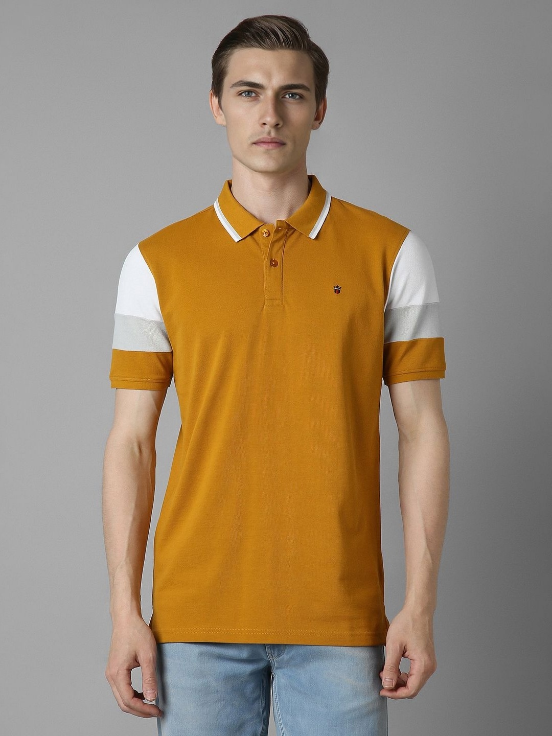 

Louis Philippe Sport Men Solid Polo Collar Cotton Slim Fit T-Shirt, Yellow