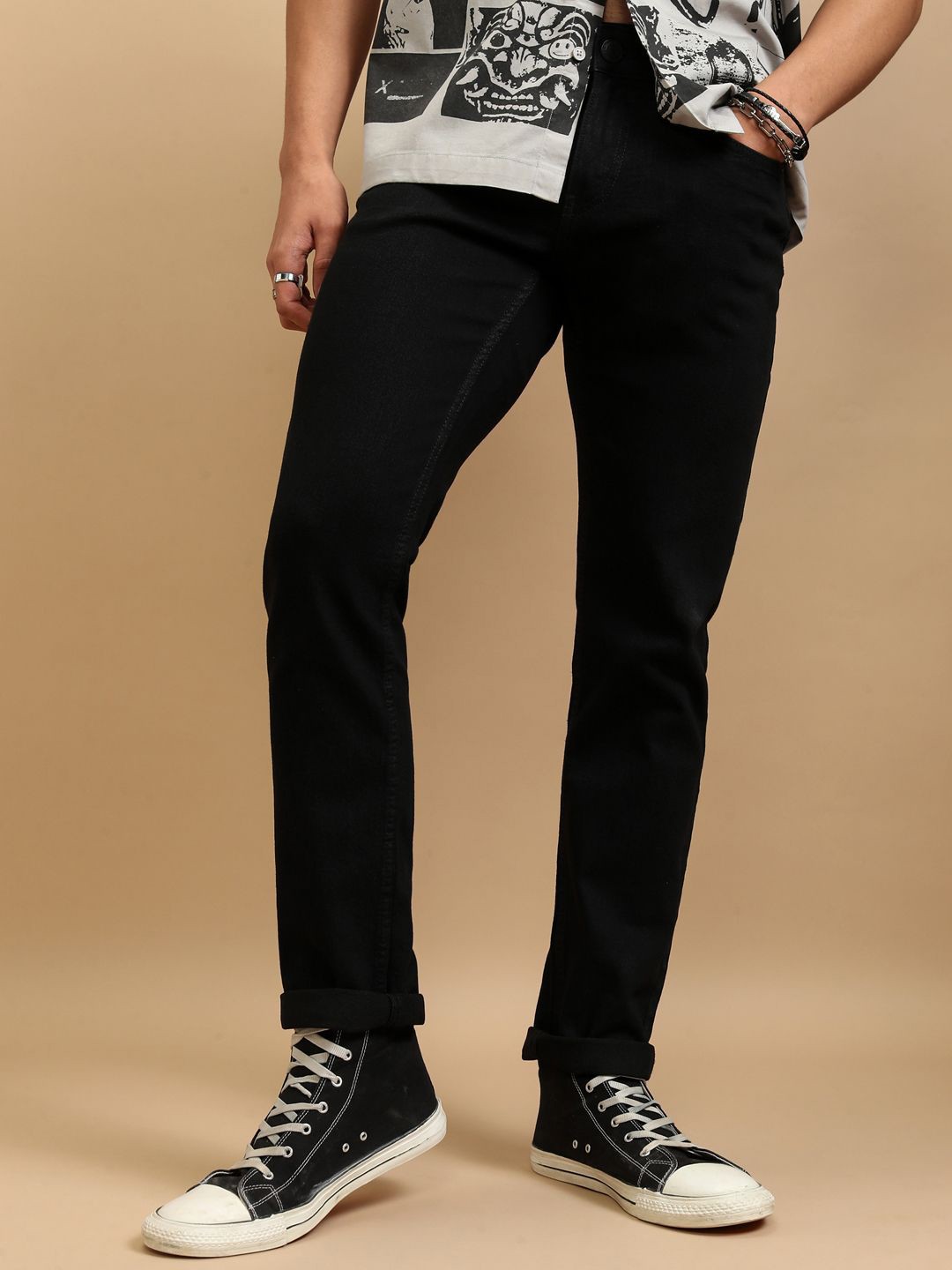 

HIGHLANDER Men Slim Fit Stretchable Jeans, Black