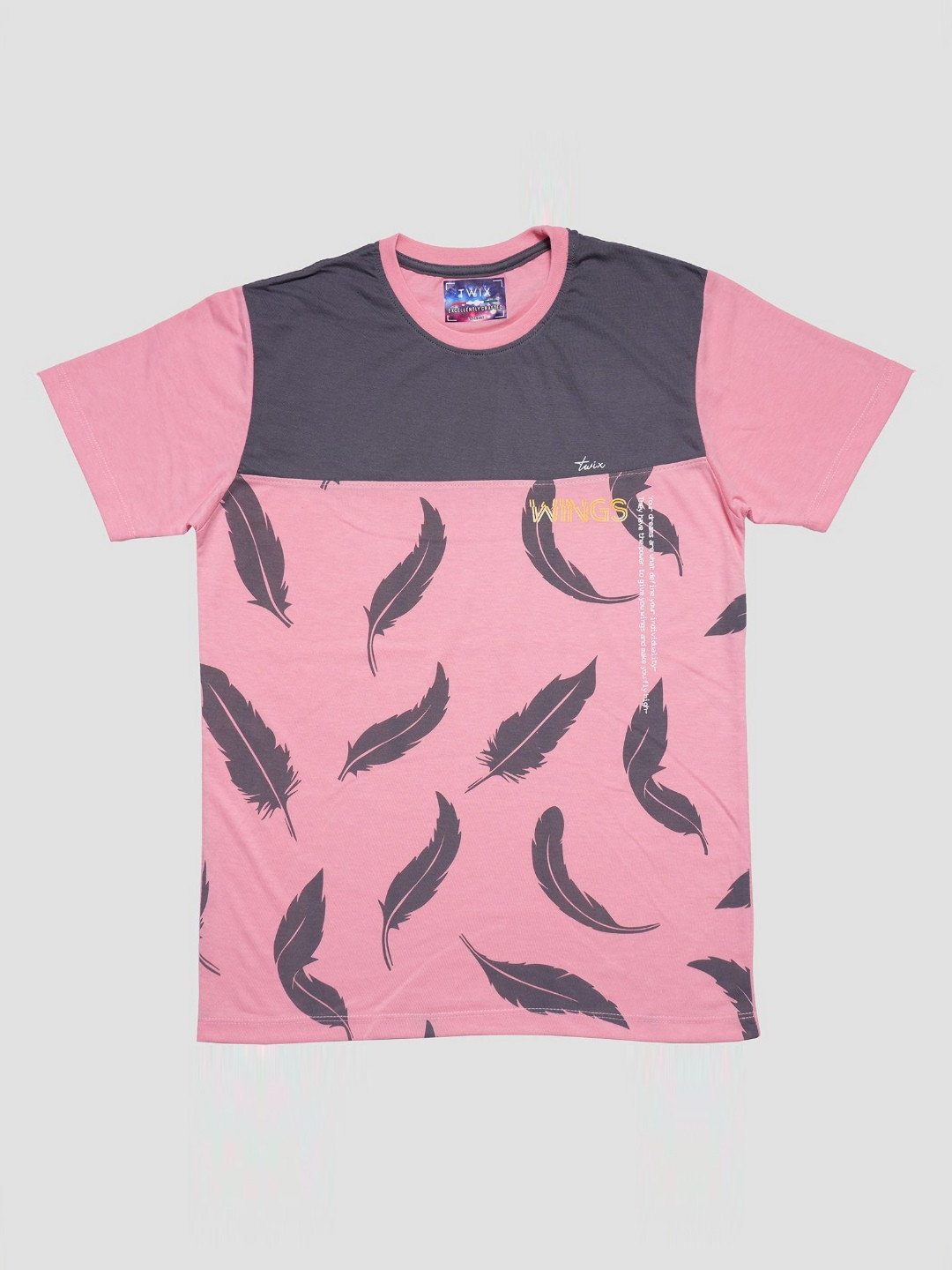 

TWIX Boys Abstract Printed Round Neck Cotton T-Shirt, Pink