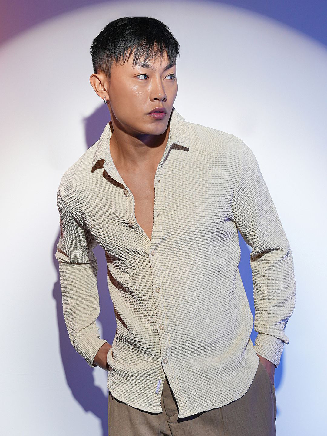 

Campus Sutra Men Comfort Opaque Striped Casual Shirt, White