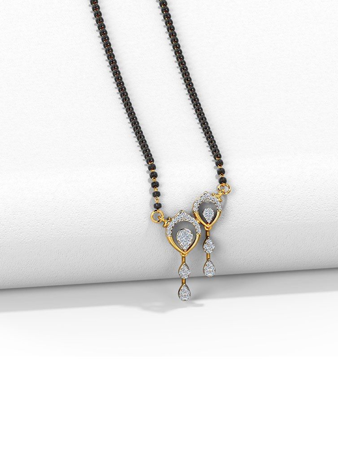 

HETPRIT Gold-Plated American Diamond Studded and Beaded Mangalsutra