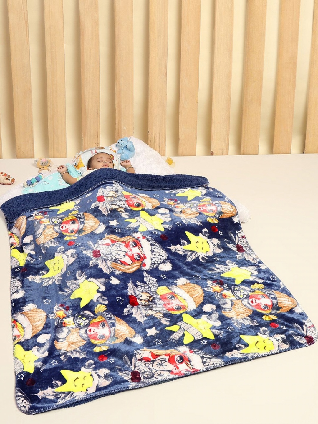 

Monte Carlo Blue & Yellow Cartoon Printed Mild Winter 300 GSM Single Bed Blanket