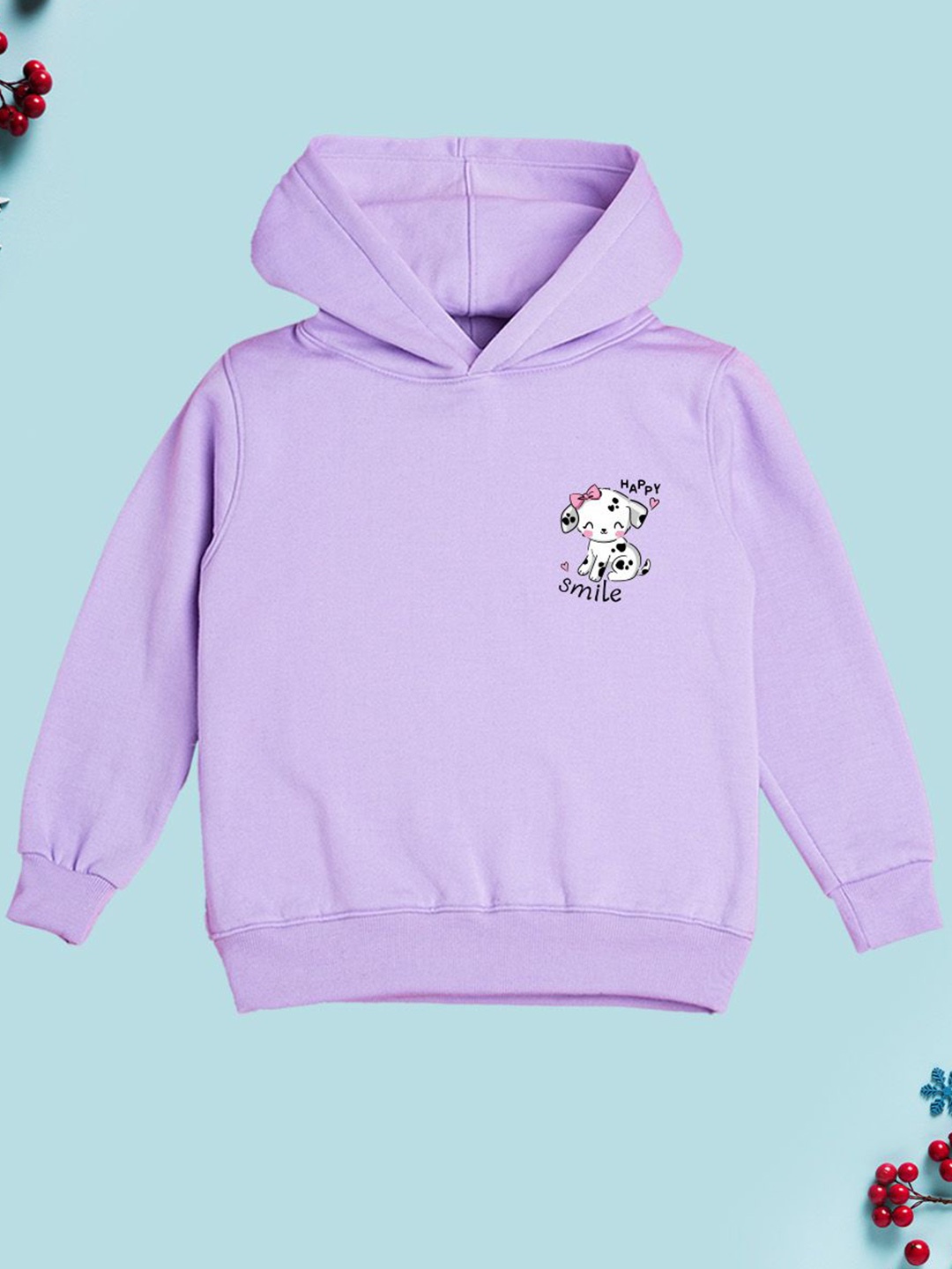 

NUSYL Girls Graphic Printed Hooded Sweatshirt, Purple