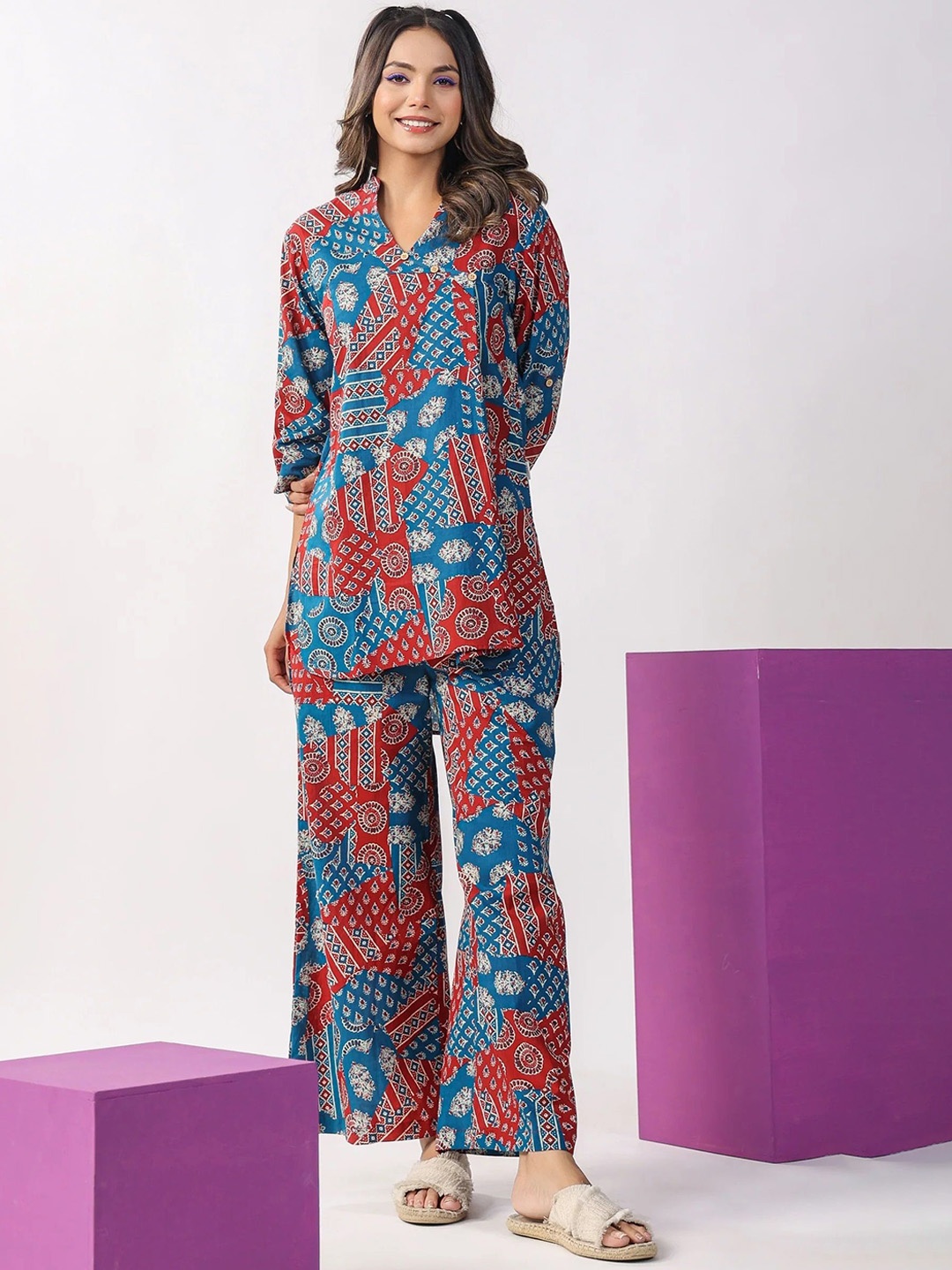 

KALINI Printed Tunic With Trouser, Blue