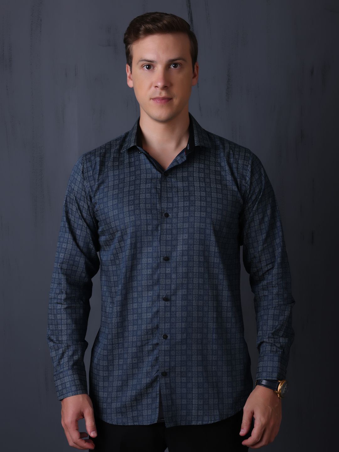 

FILO HEVIS Men Cotton Printed Formal Shirt, Blue