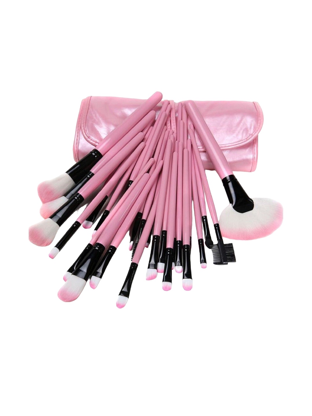 

Yoana Set of 24 Professional Makeup Brush With Leather Pouch, Pink