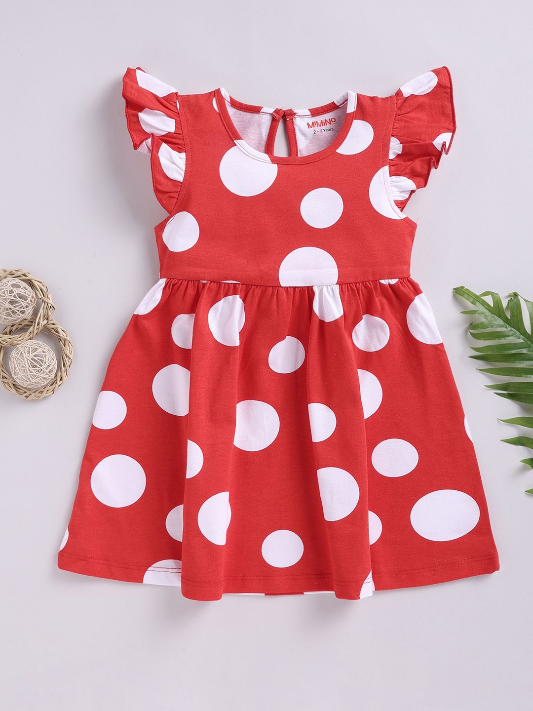 

MIMINO Polka Dot Print Fit & Flare Dress, Red
