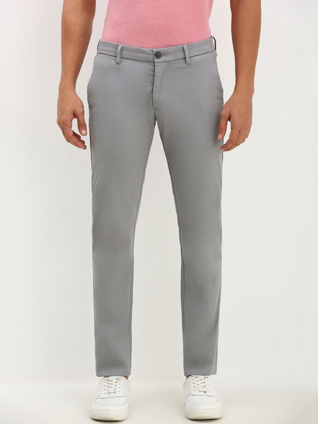 

Allen Solly Men Slim Fit Mid Rise Trousers, Grey