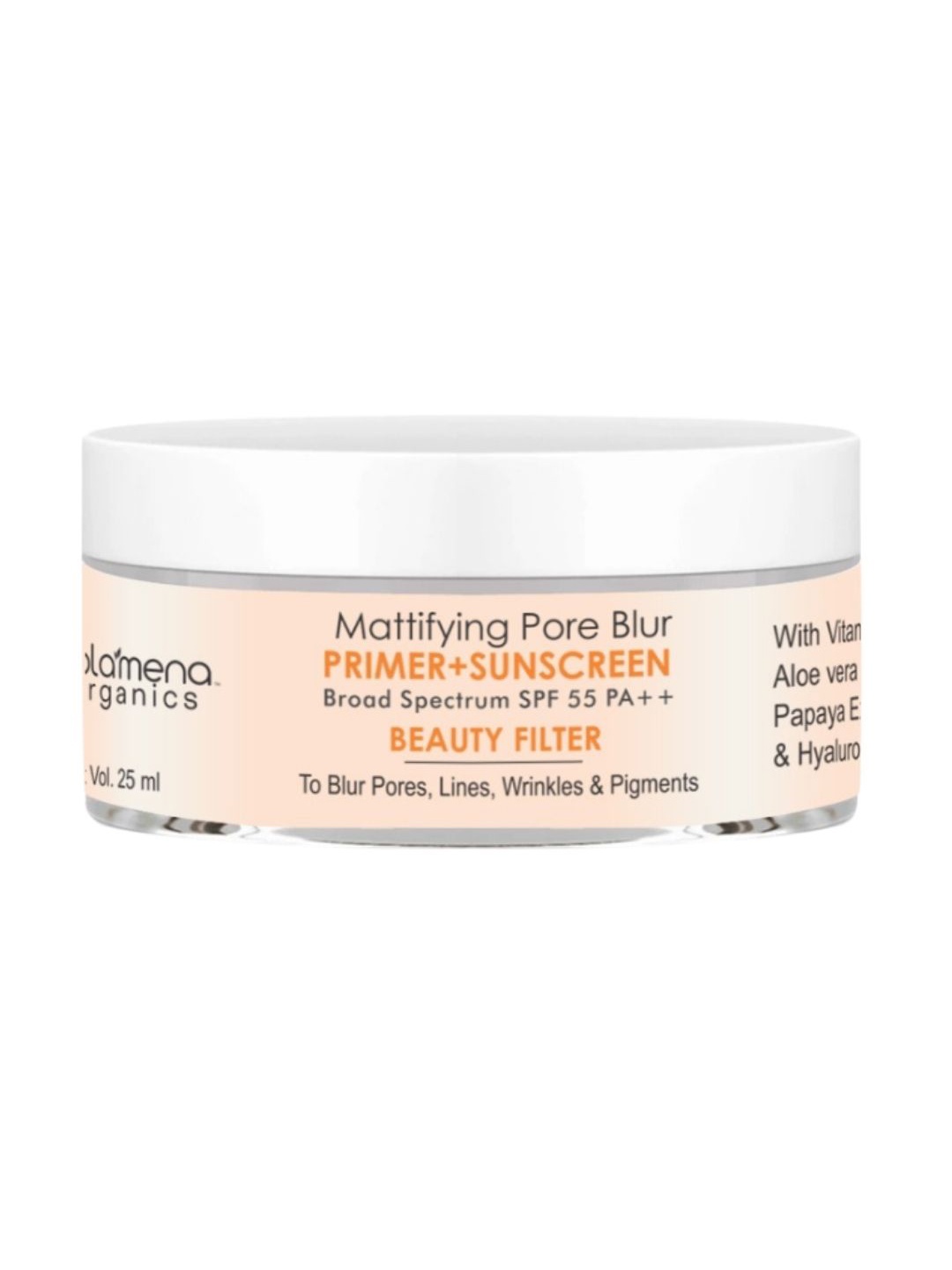 

Volamena Organics Mattifying Pore Blur Primer+Sunscreen SPF55 PA++ - 25ml, White
