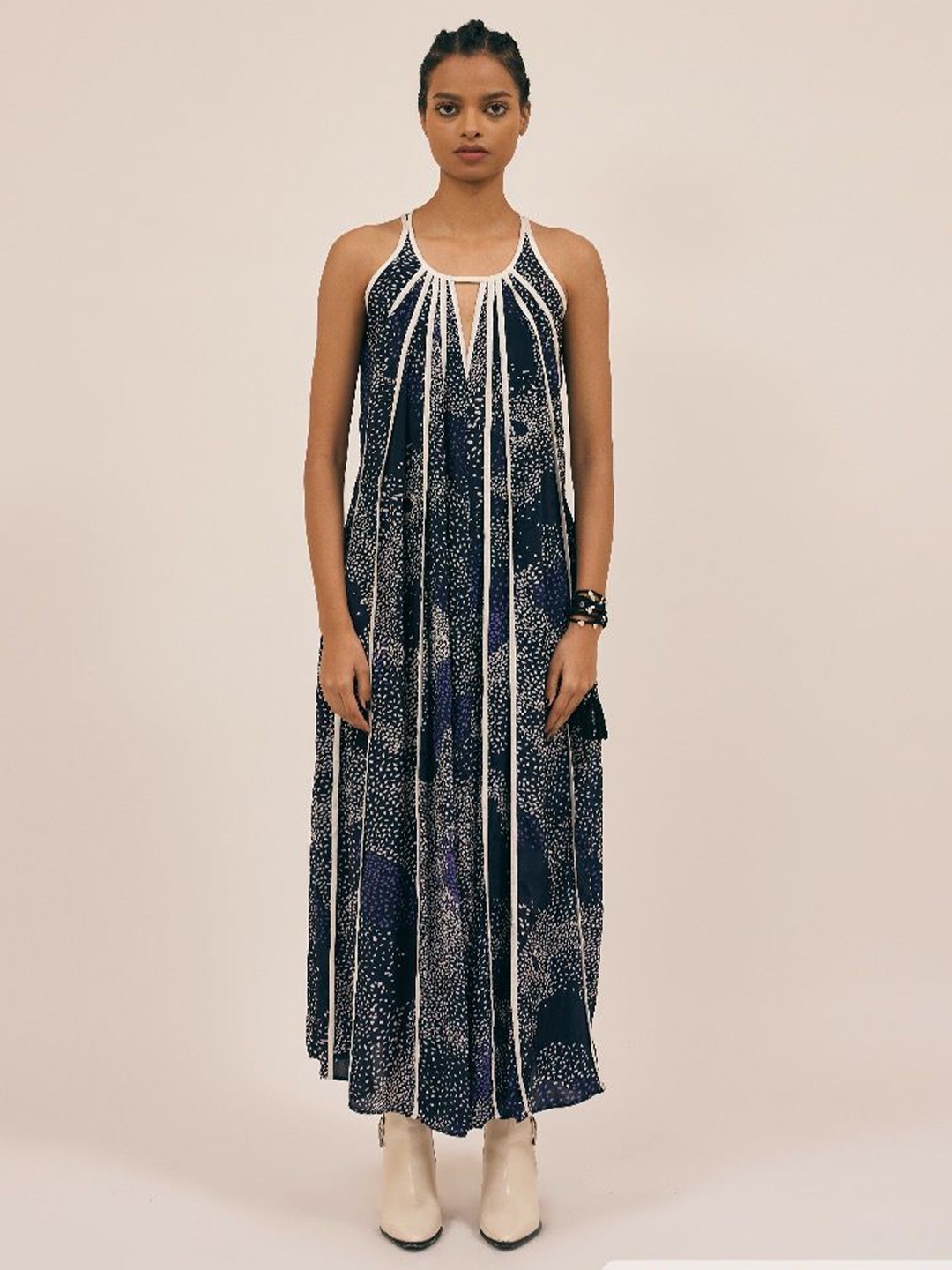 

AMKA Floral Print Crepe Maxi Dress, Blue