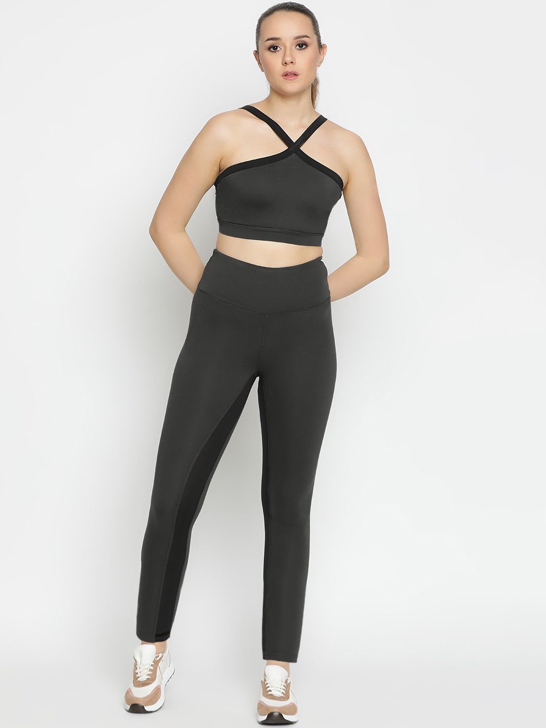 

Wearjukebox Halter Neck Radiant Bra With Tights, Charcoal