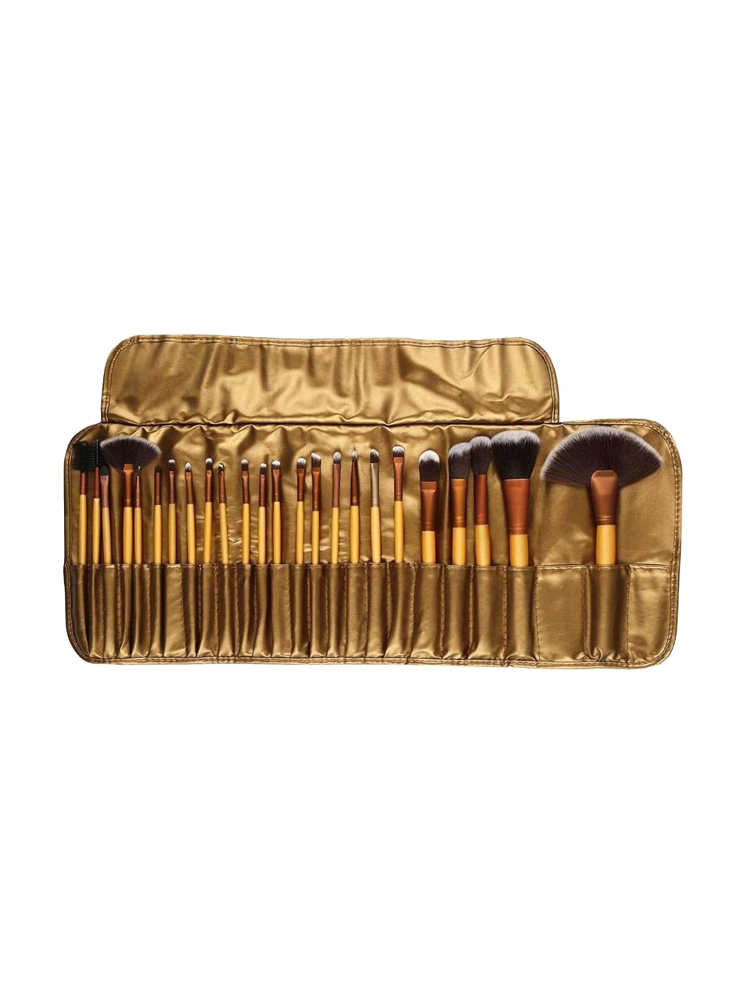 

Yoana Set Of 24 Professional Cosmetic Brush With Leather Pouch, Gold