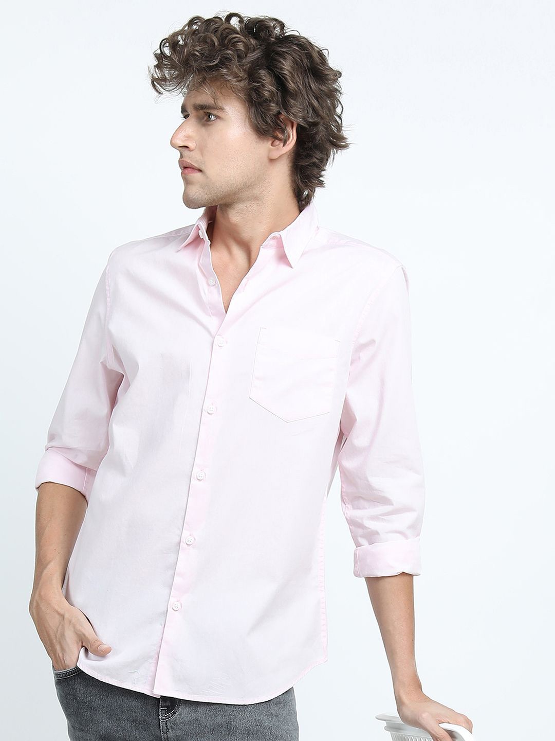

HIGHLANDER Men Slim Fit Opaque Casual Shirt, Pink