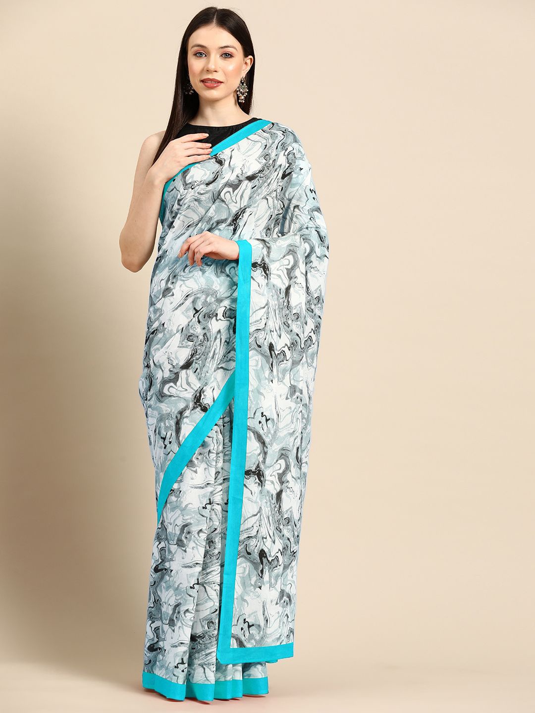 

BUTA BUTI Pure Cotton Saree, Blue