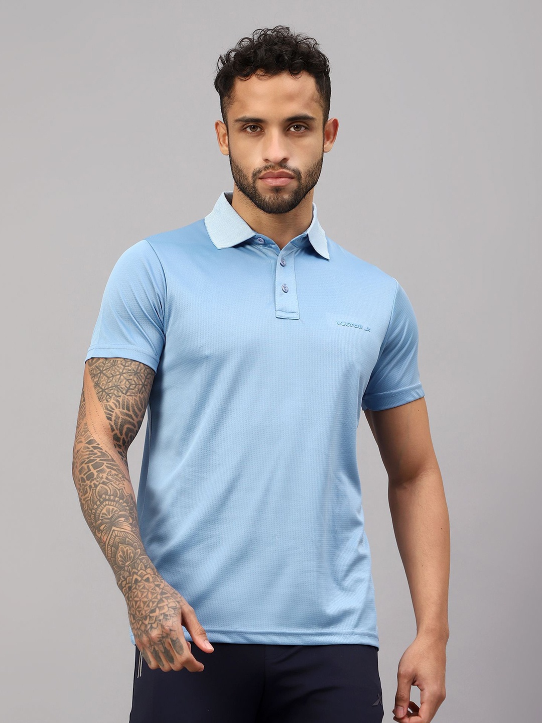 

VECTOR X Men Solid Polo Collar T-Shirt, Blue
