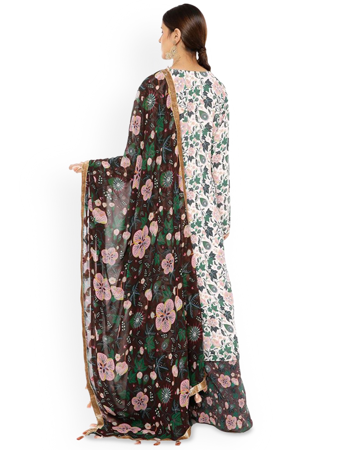 

Payal Singhal Floral Printed Round Neck Kurta With Palazzos & Dupatta, White