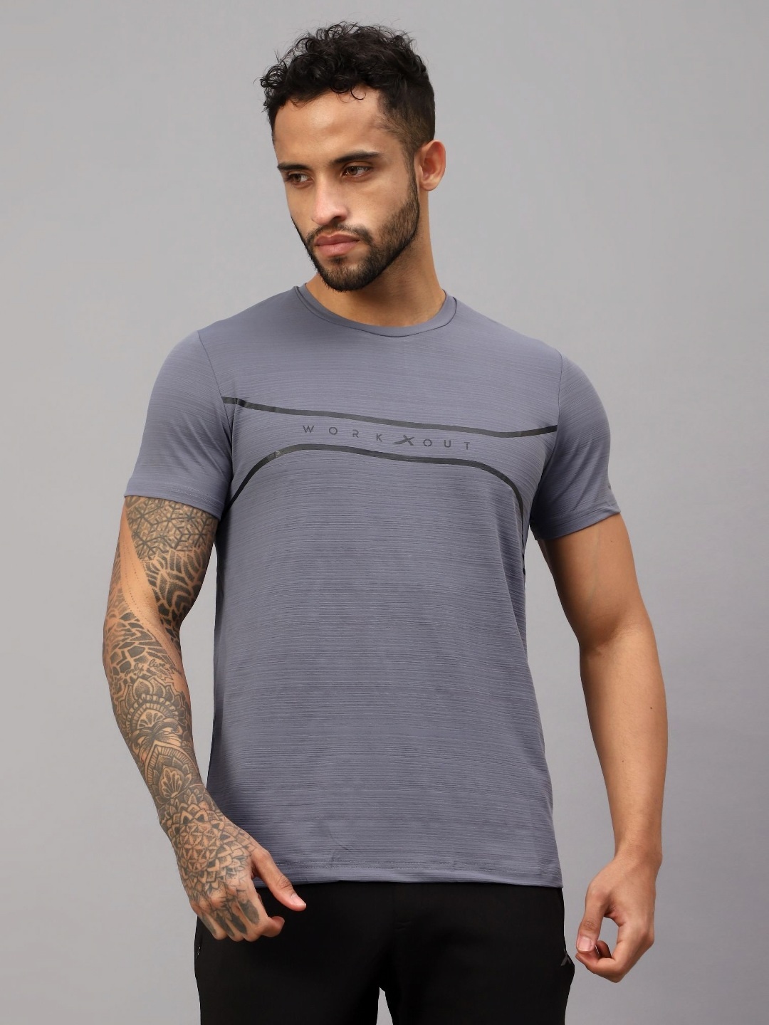 

VECTOR X Men Typography Printed Round Neck T-Shirt, Grey