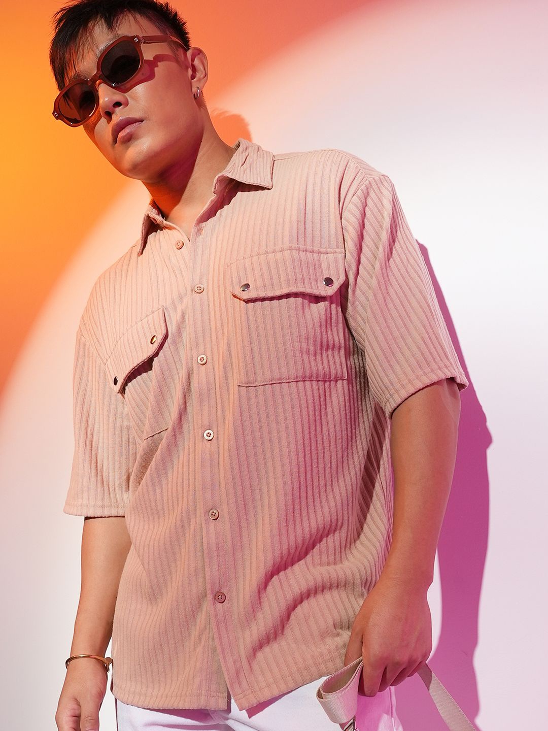 

Campus Sutra Men Comfort Micro Checks Opaque Striped Casual Shirt, Beige