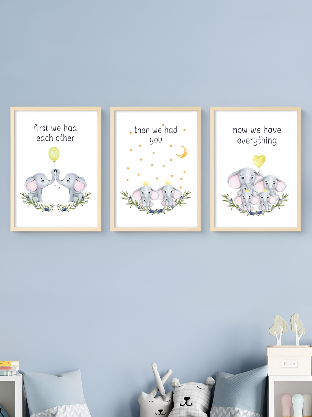 

My Kids Wall Beige 3 Piece Wood Birds and Animals Wall Paintings