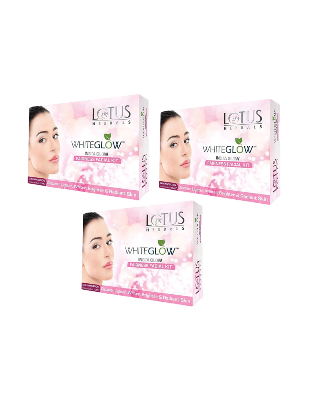 

Lotus Herbals Whiteglow Set Of 3 Insta Glow 1 Facial Kit -40g Each, Pink