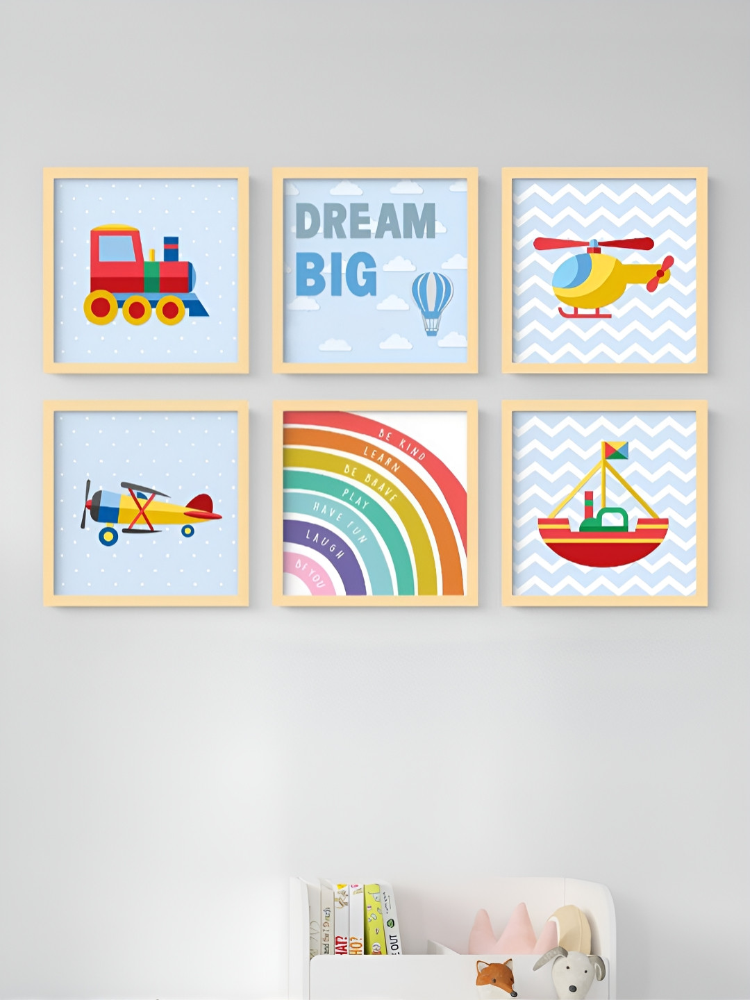

My Kids Wall Beige & Blue Wood Other Wall Paintings Wall Art