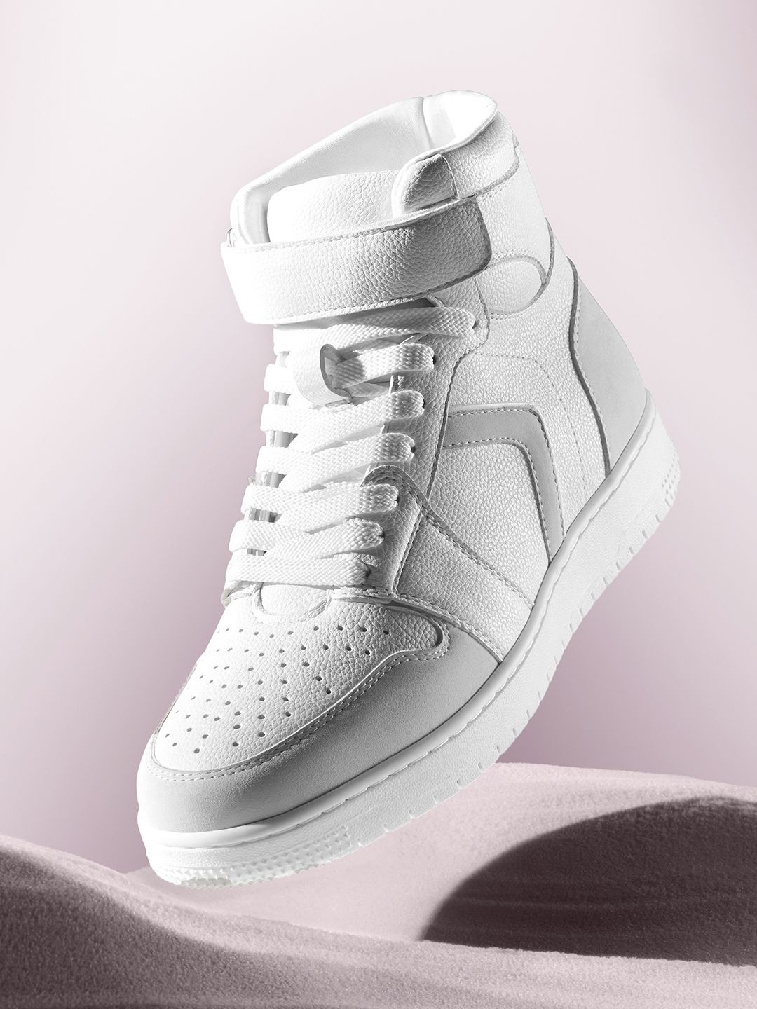 

Bewakoof Men Color Block High Top Sneakers, White
