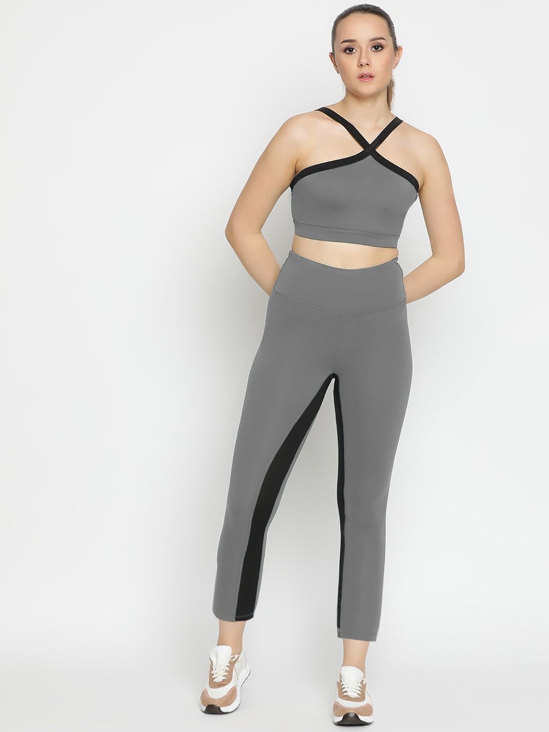 

Wearjukebox Halter Neck Top With Tights, Grey