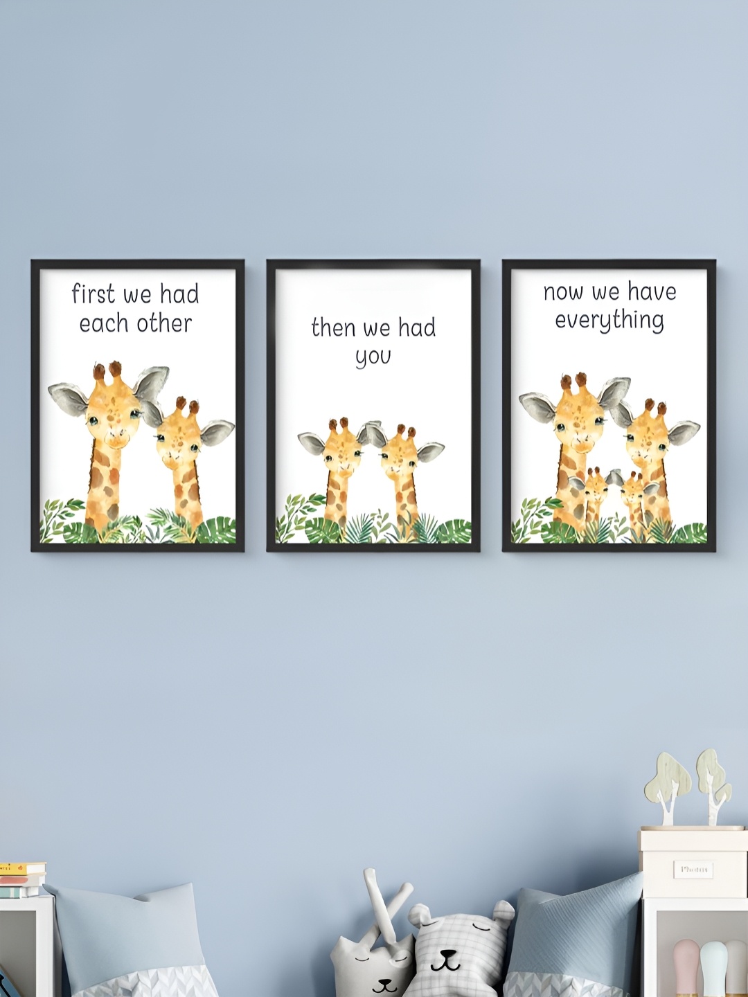 

My Kids Wall Black & White 3 Piece Wood Birds and Animals Wall Paintings