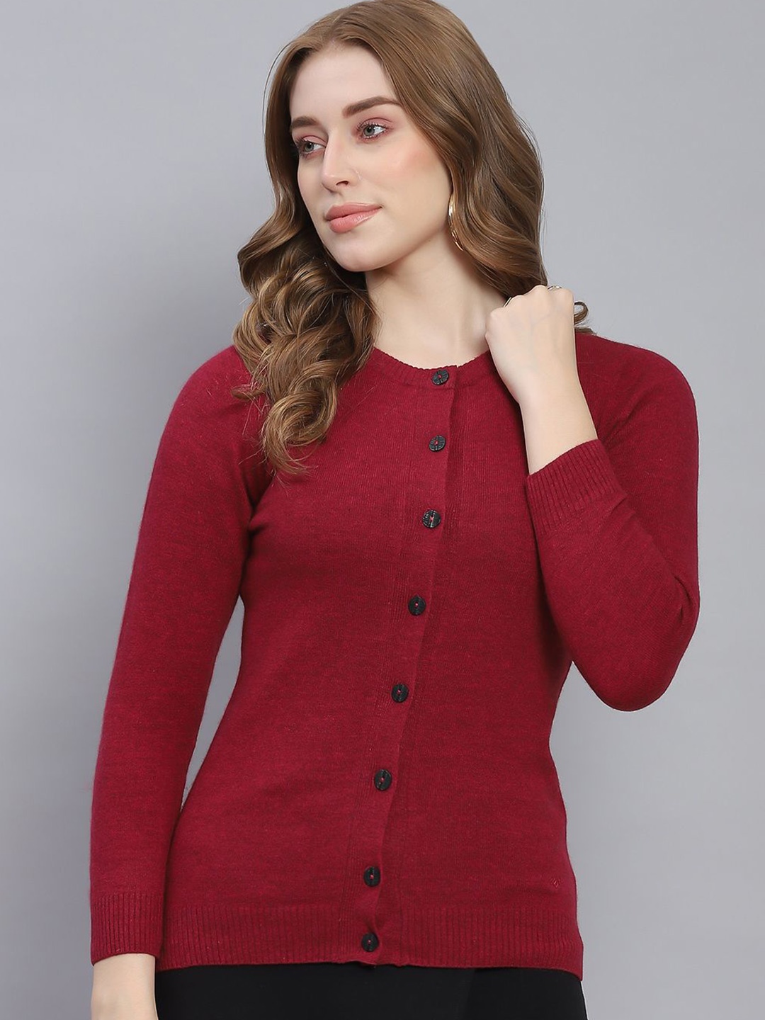 

Monte Carlo Women Woollen Cardigan, Maroon