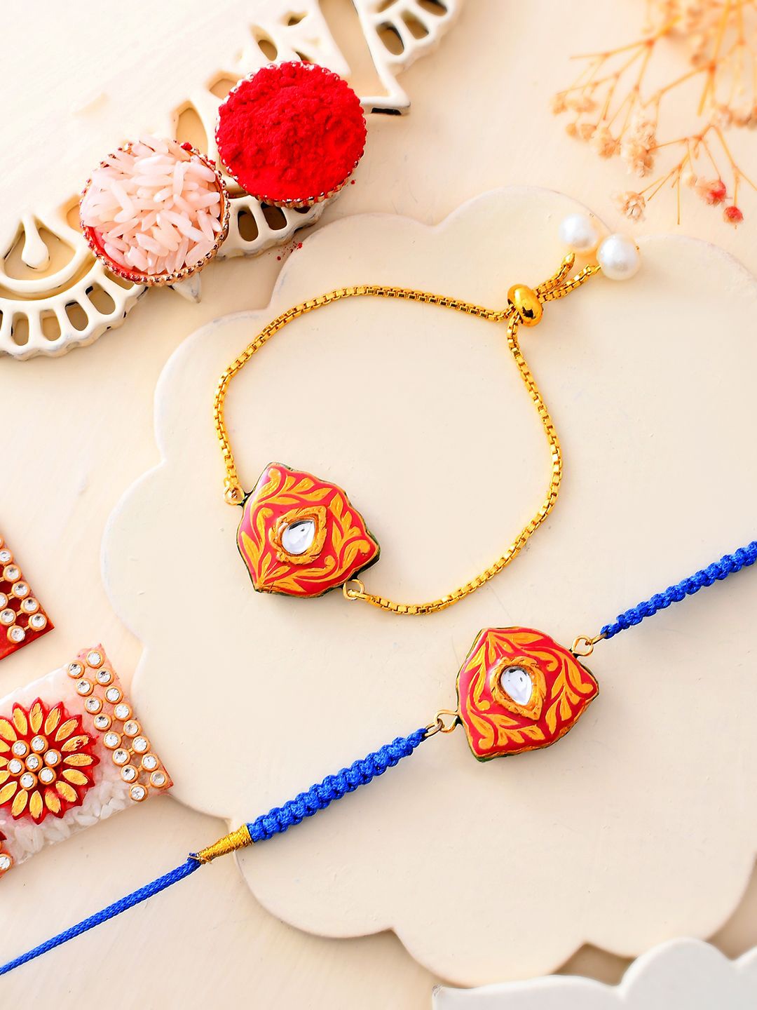 

Shoshaa Gold-Plated Kundan Thread Bracelet Bhaiya Bhabhi Rakhi