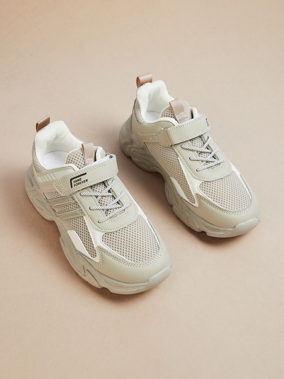

Fame Forever by Lifestyle Boys Woven Design Sneakers, Beige