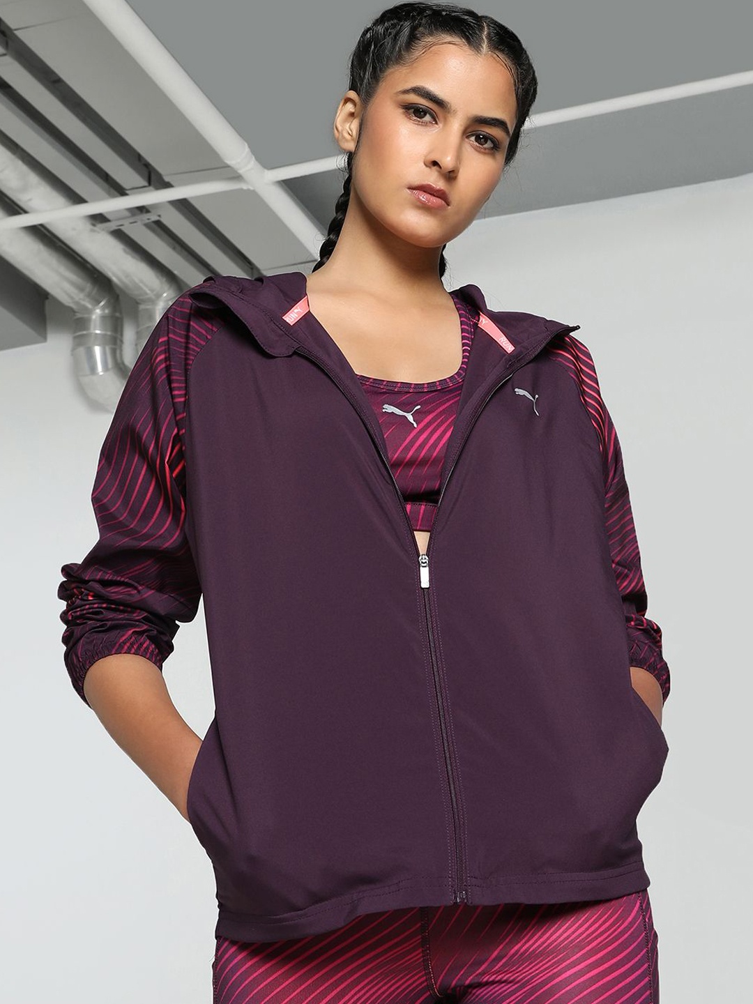 

Puma Run Favorite AOP Woven Running Jacket, Purple