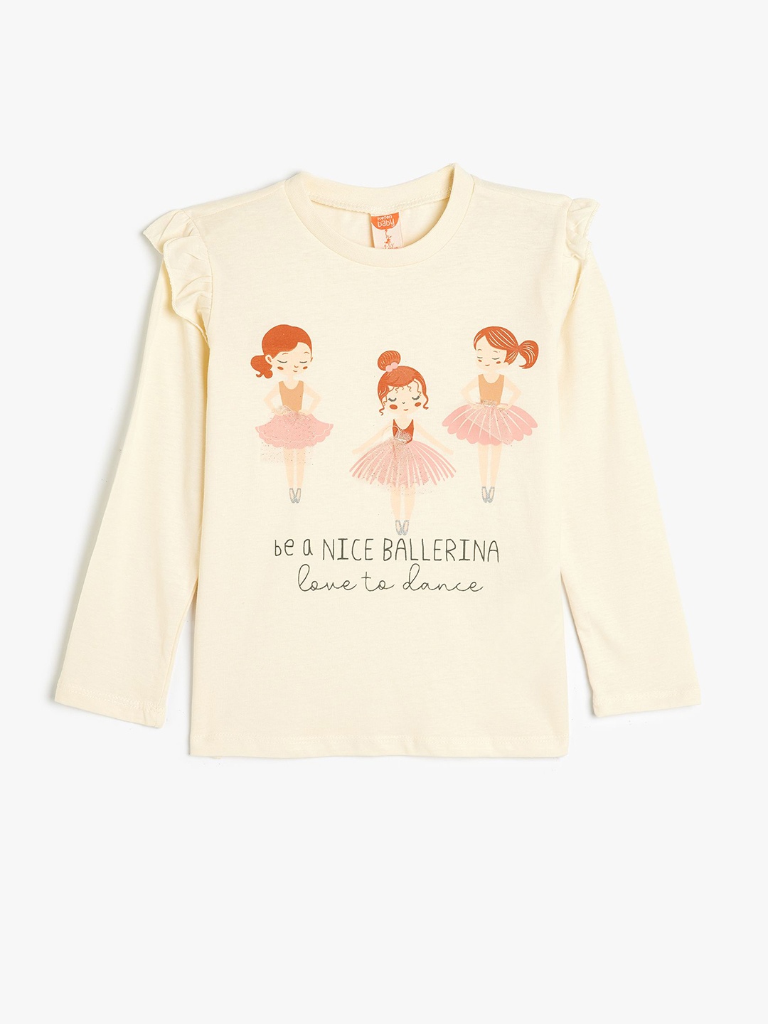 

Koton Girls Printed Applique T-shirt, Beige