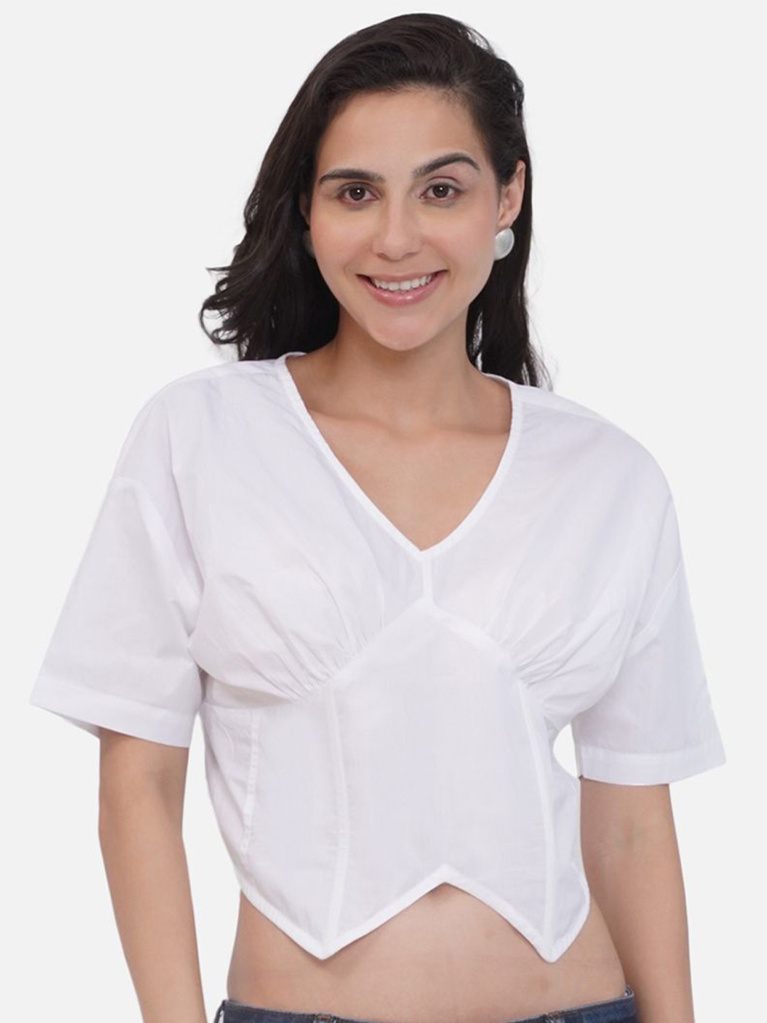 

KALINI Victorian Cotton Crop Top, White