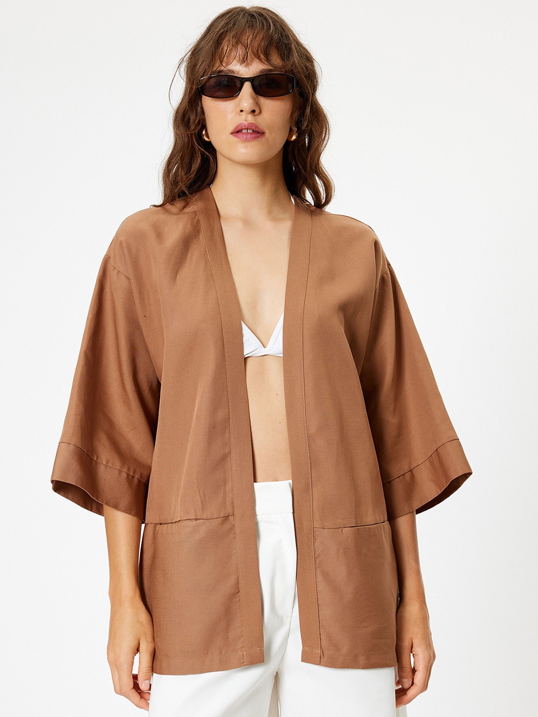 

Koton Longline Open Front Top, Brown