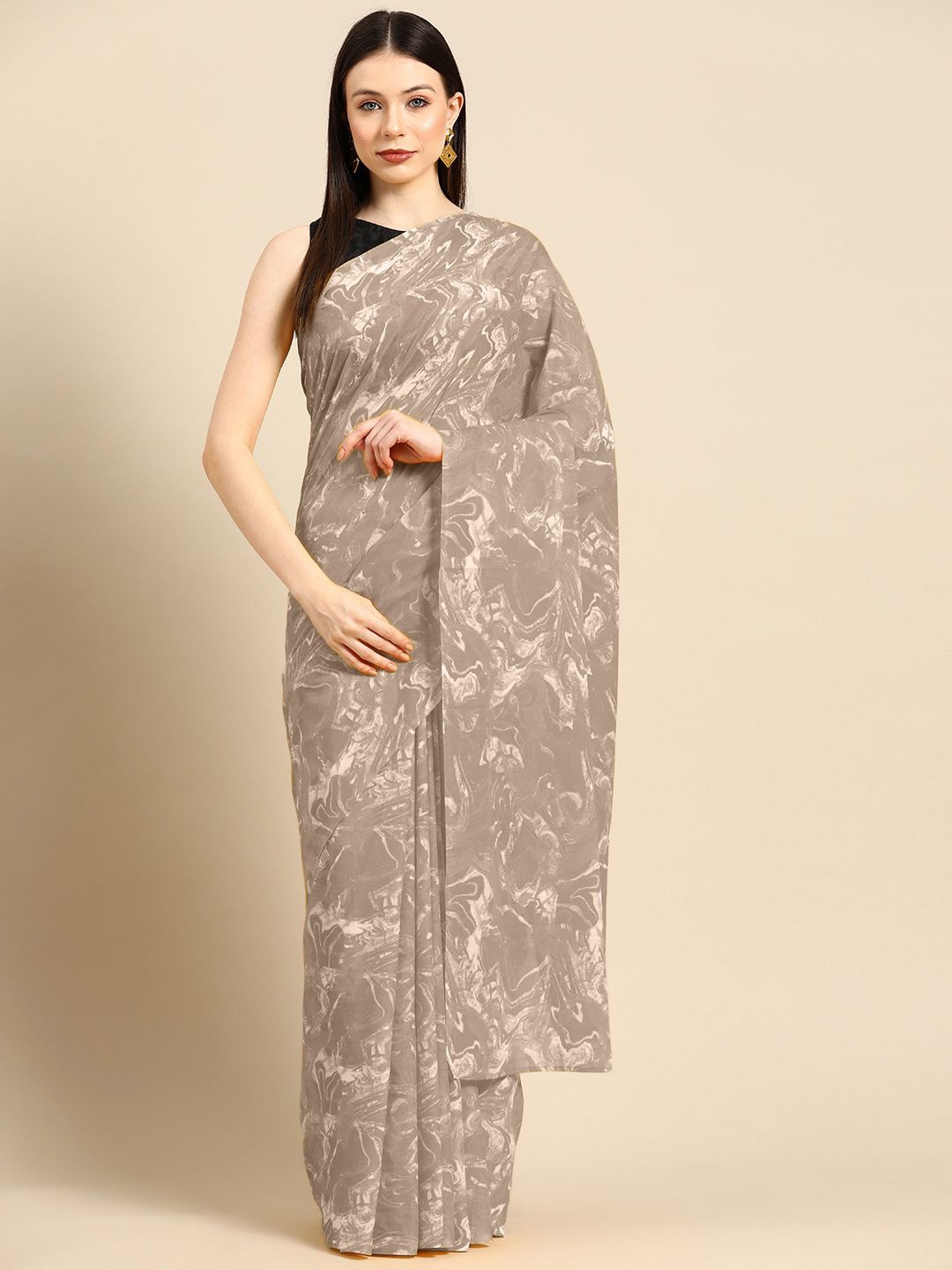 

BUTA BUTI Pure Cotton Saree, Coffee brown