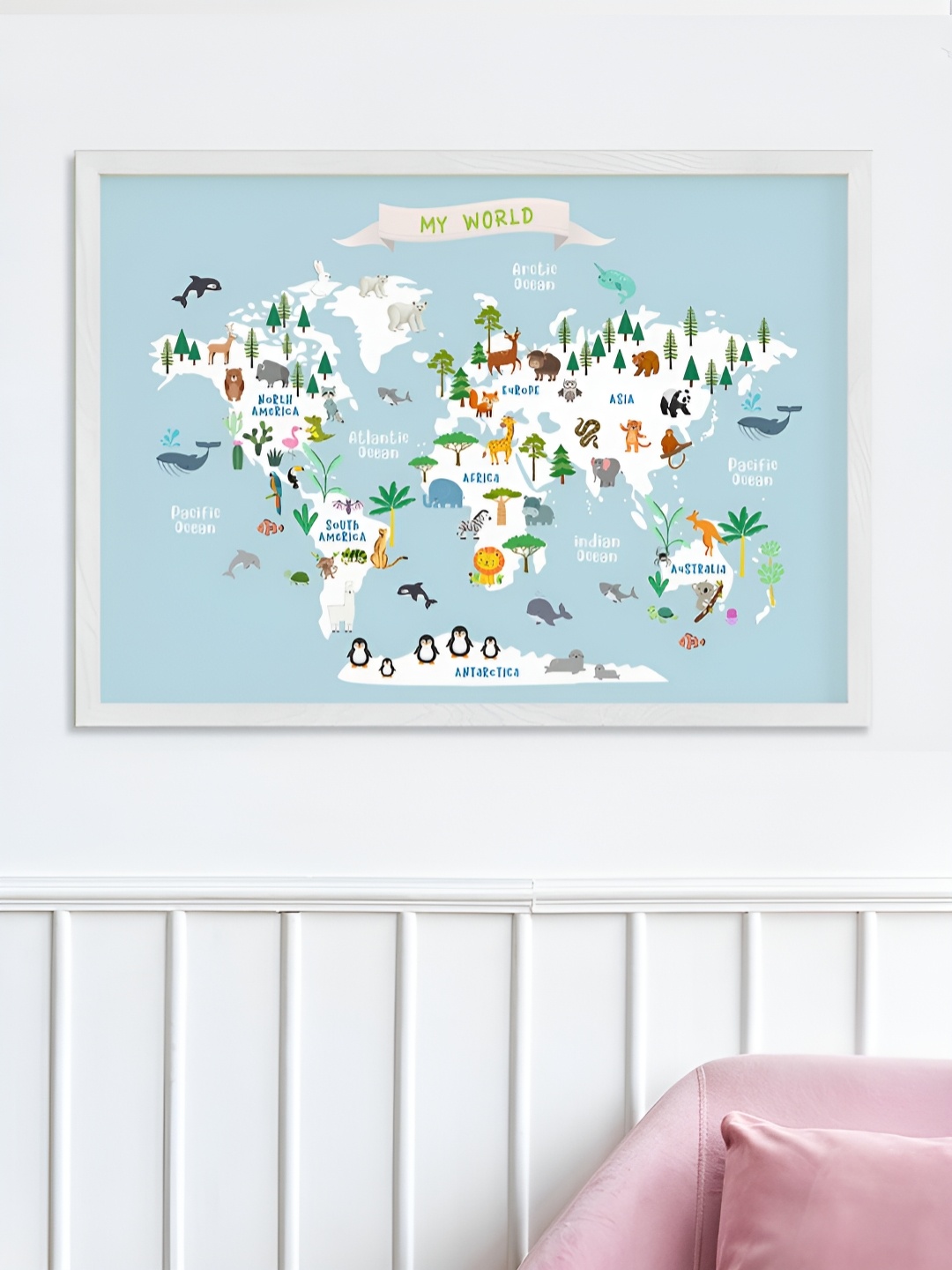 

My Kids Wall White & Blue 1 Piece Wood Other Wall Paintings