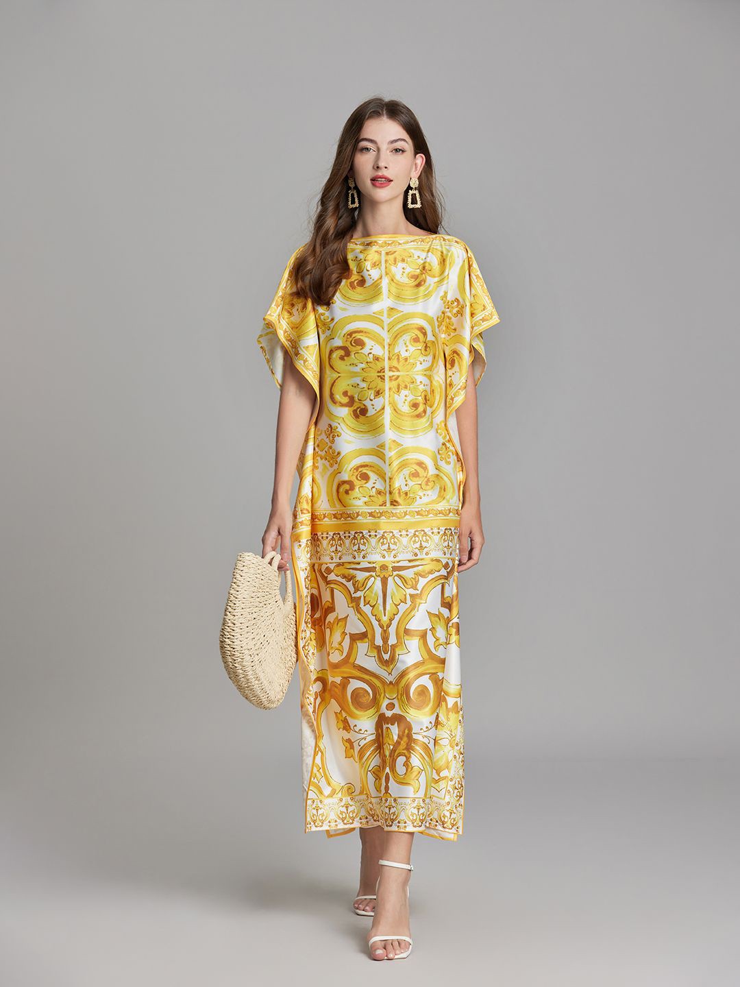 

JC Collection Ethnic Motifs Print Maxi Dress, Yellow